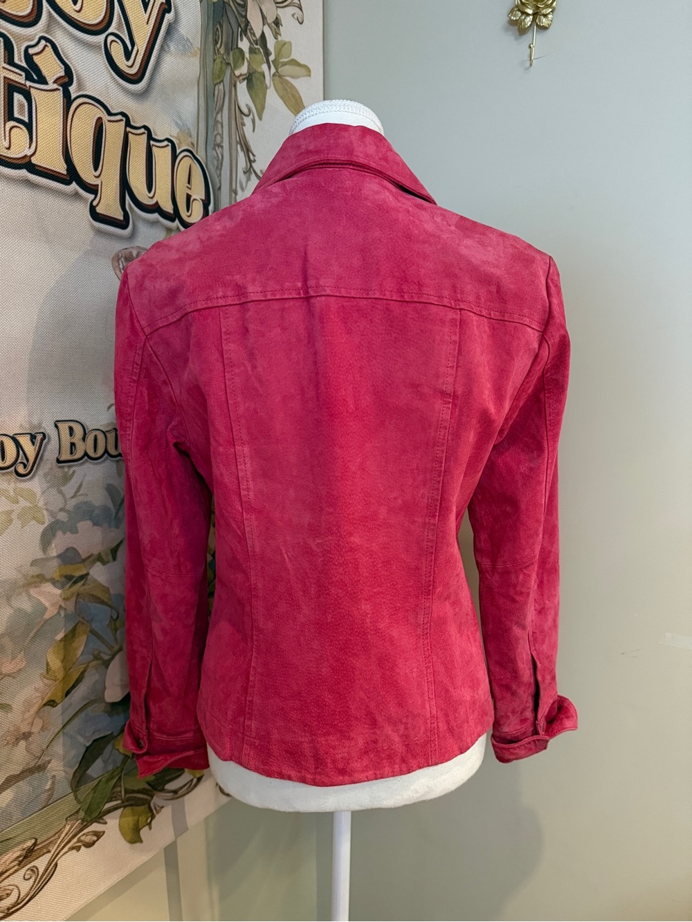Raspberry Pink Suede Button-Front Jacket - Picture 5 of 12